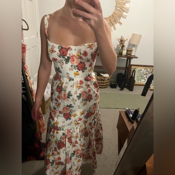 House of CB ELIA ITALIAN ROSE PRINT COTTON MIDI SUNDRESS NWOT XS plus cup! - Picture 5 of 12